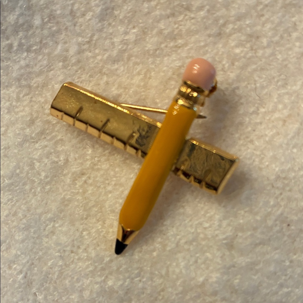 Pencil and ruler brooch